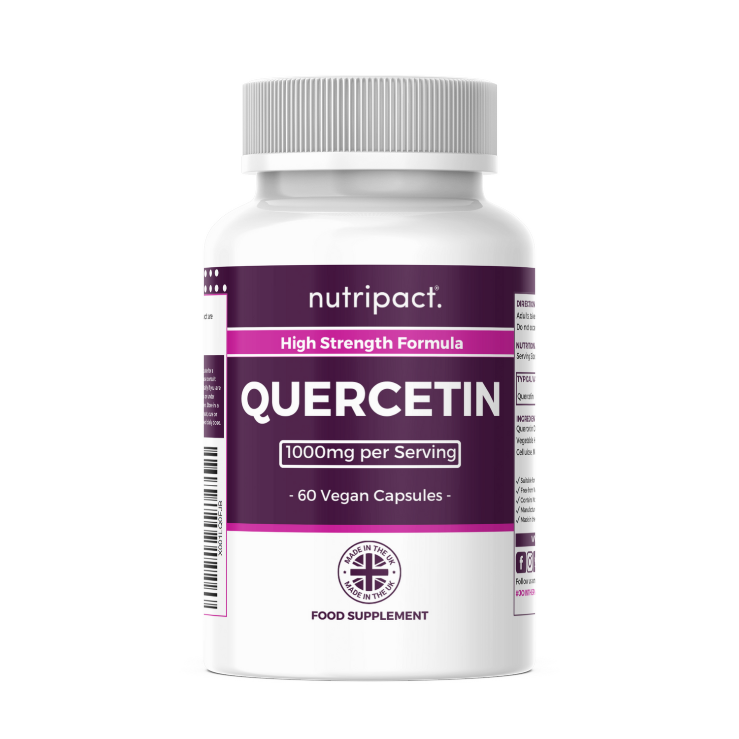 Quercetin 500mg Capsules – High Strength Antioxidant & Immune Support – Vegan, Non-GMO – 60 Capsules