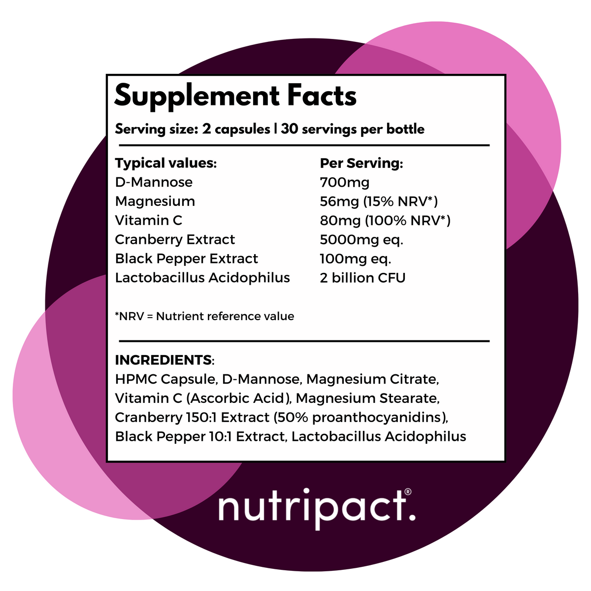D Mannose & Cranberry Complex - Urino Pact - nutripact