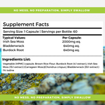 Irish Sea Moss, Bladderwrack & Burdock Root Vegan Capsules - 60 Pack - nutripact 