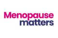 Logo for 'Menopause Matters' with a blue and pink color scheme.