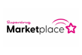 Logo of superdrug marketplace with a pink star on a white background

