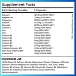 Nutripact Electrolyte Complex Capsules nutritional information label showing ingredients and serving size