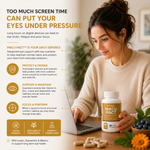 Nutripact Eye Support Complex Capsules highlighting key product benefits- Protect & Defend, Support & Maintain, Focus & Perform