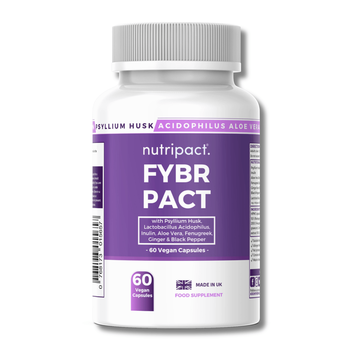 Nutripact Fibre Complex Capsules supplement bottle on a white background