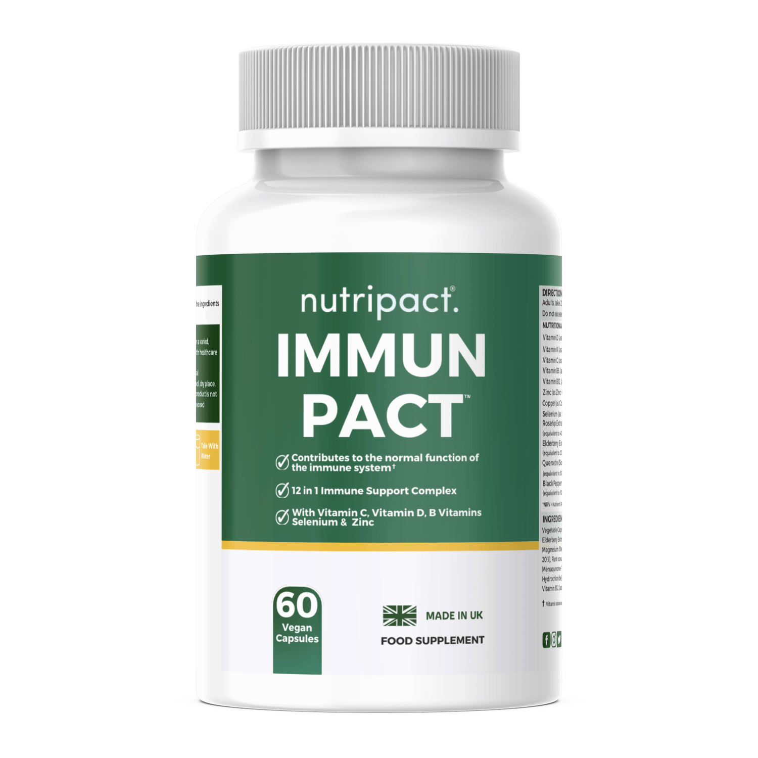 Nutripact Immune Support Capsules supplement bottle on a white background