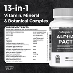 Nutripact Male Vitality Capsules nutritional information label showing ingredients and serving size