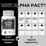 Nutripact Male Vitality Capsules Supplement bottle with labelled components on a black and grey background