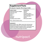 Nutripact Marine Collagen Complex Capsules nutritional information label showing ingredients and serving size
