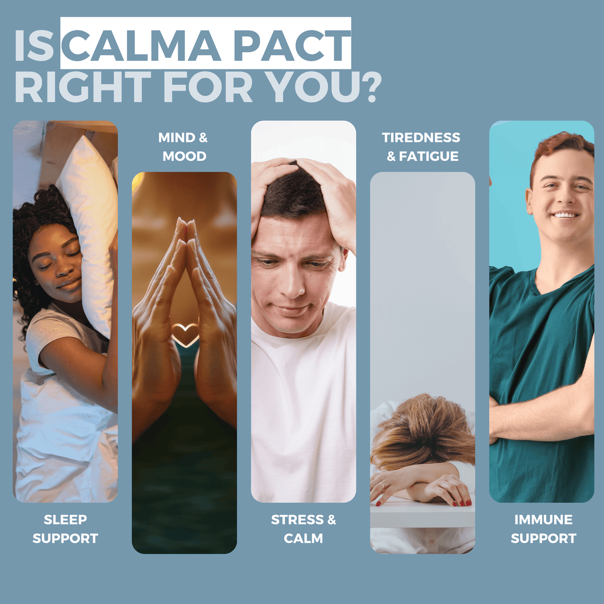 Nutripact Relaxation & Stress Support Capsules benefits: Sleep Support, Mind & Mood, Stress & Calm, Tiredness & Fatigue, Immune Support