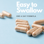 Nutripact Sea Moss Complex Capsules against a blue background with promotional text - Easy to Swallow, One A Day Formula
