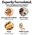 Ashwagandha KSM-66, Black Pepper & Ginger Capsules - nutripact 